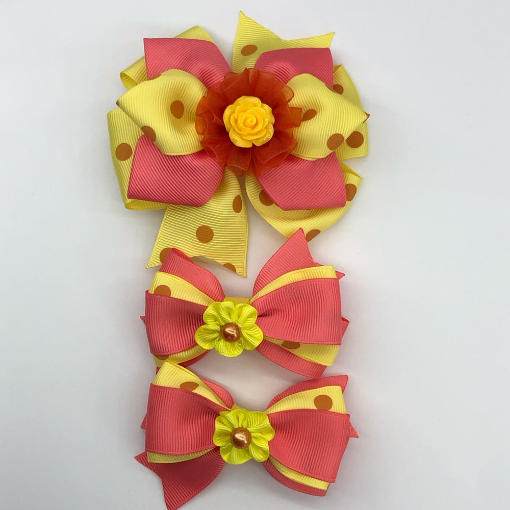Hair bows (set of three) handmade alligator clips